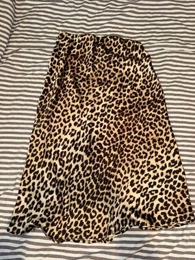 H&M cheetah silk skirt